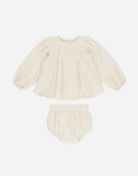 RYLEE AND CRU SOPHIA TOP + BLOOMER SET NATURAL
