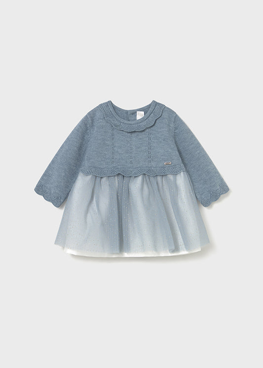 MAYORAL NEWBORN GIRL TULLE AND KNIT DRESS