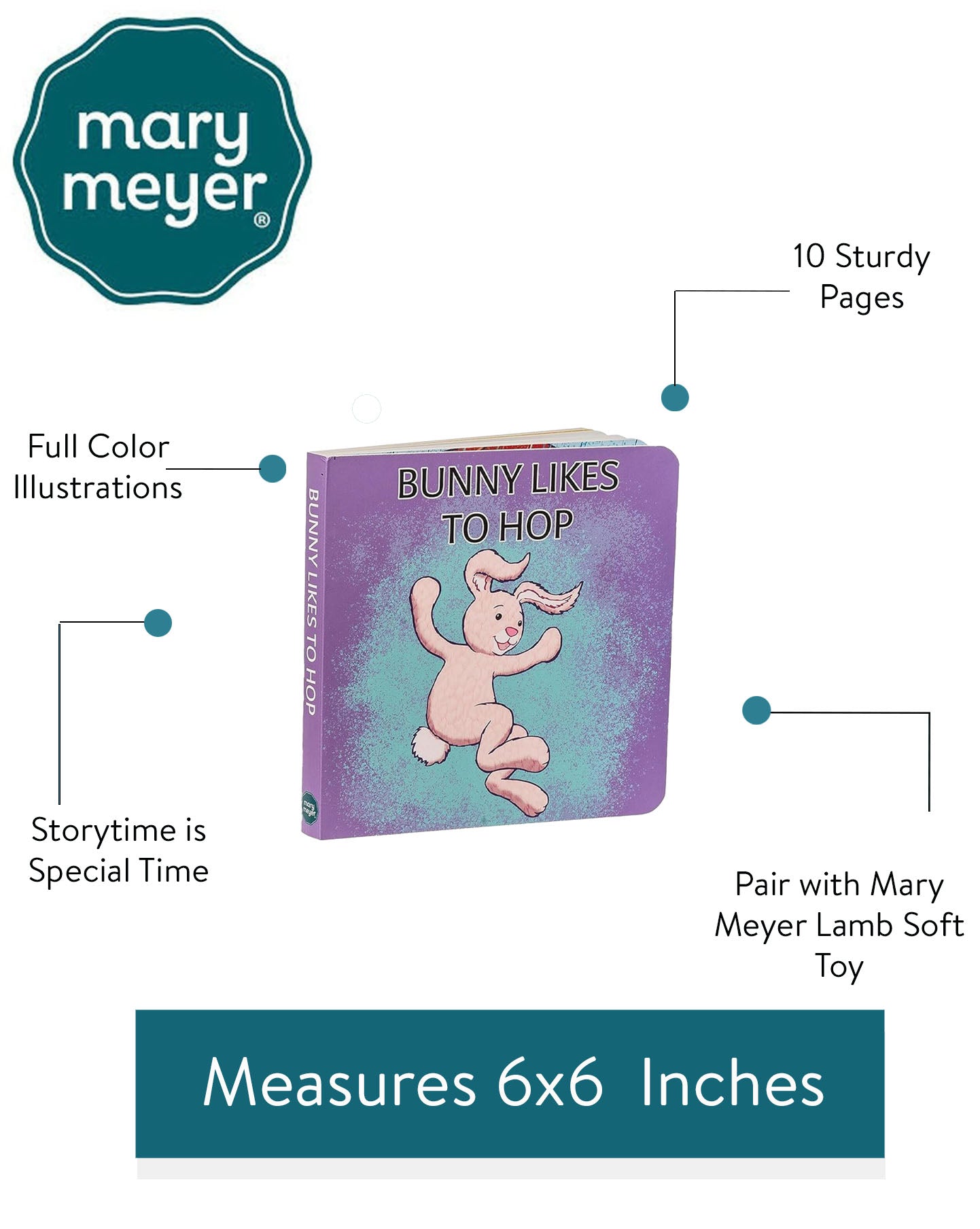 MARY MEYER " BUNNY LIKES TO HOP" BOARD BOOK - 6"