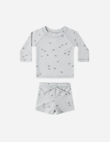 QUINCY MAE FINN RASHGUARD + SHORT SET - FISH