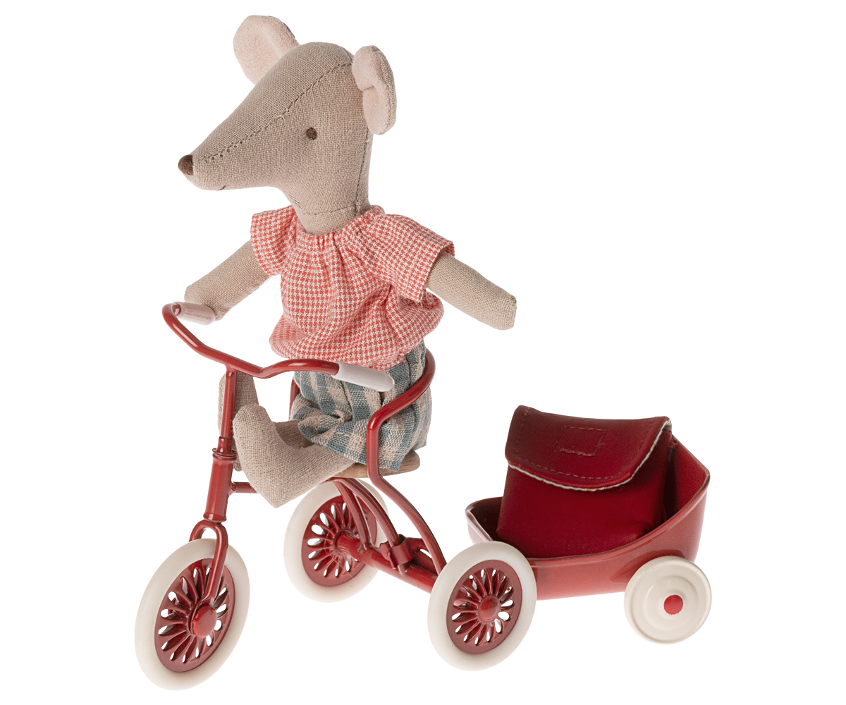 MAILEG TRICYCLE MOUSE, BIG SISTER - RED