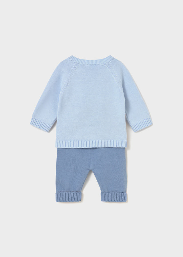 MAYORAL NEWBORN KNIT PANTS AND SWEATSHIRT SET
