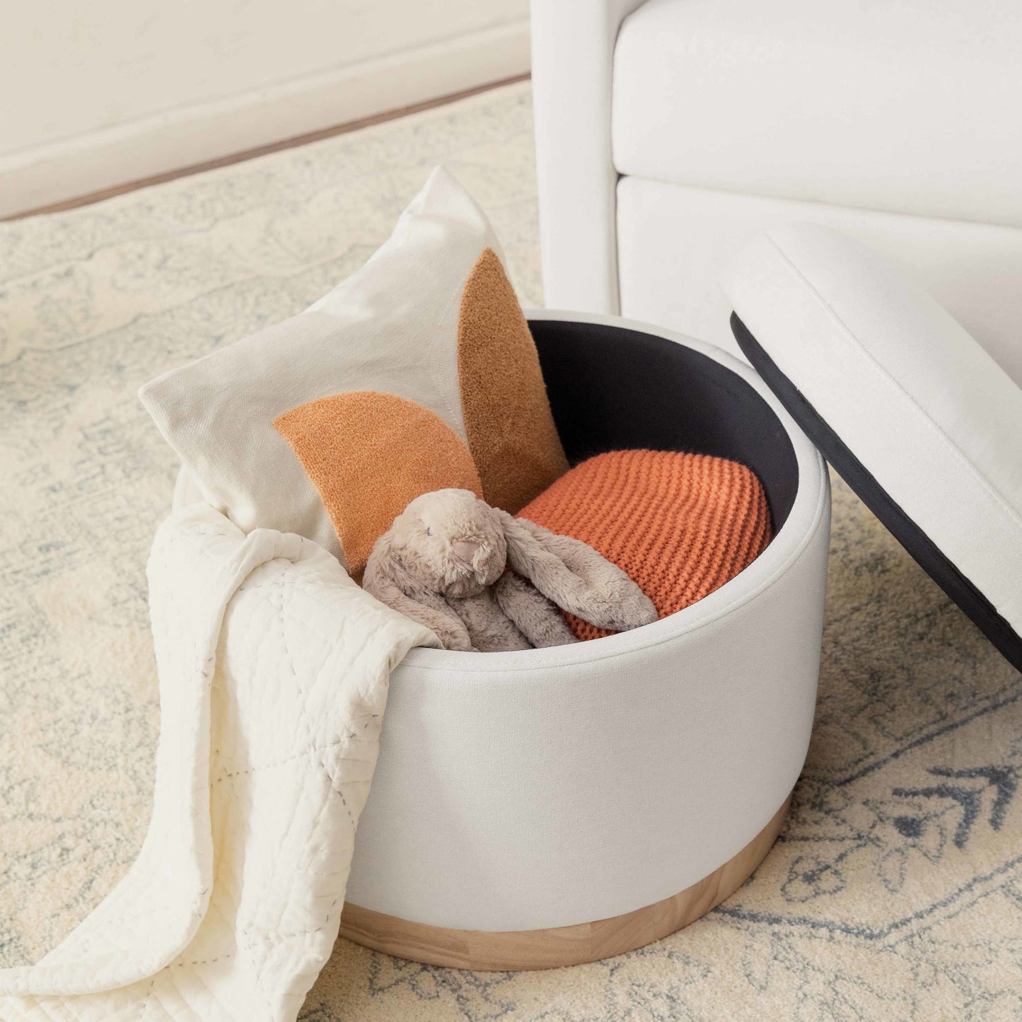 BABYLETTO NAKA STORAGE OTTOMAN IN ECO-PERFORMANCE FABRIC | WATER REPELLENT & STAIN RESISTANT