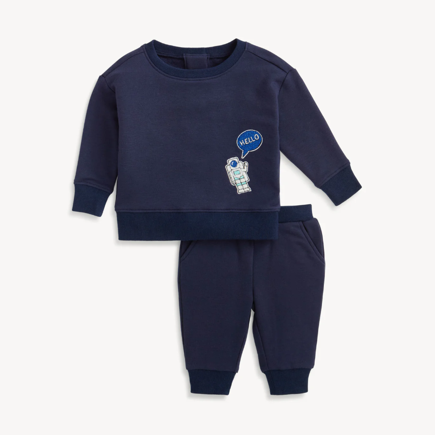 MAGNETIC ME DRESS BLUE BRUSHED FLEECE SET W/ PATCHES