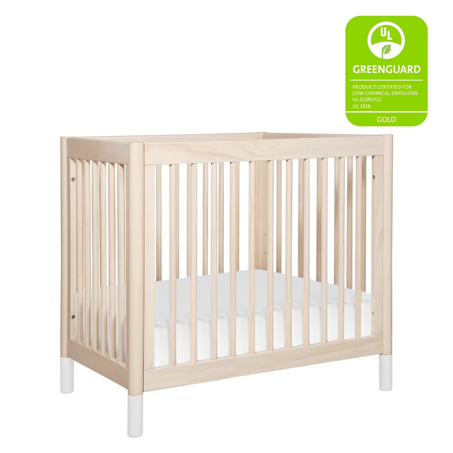 Gelato 4-in-1 Convertible Mini Crib and Twin bed in Natural Walnut Finish with Gold Feet
