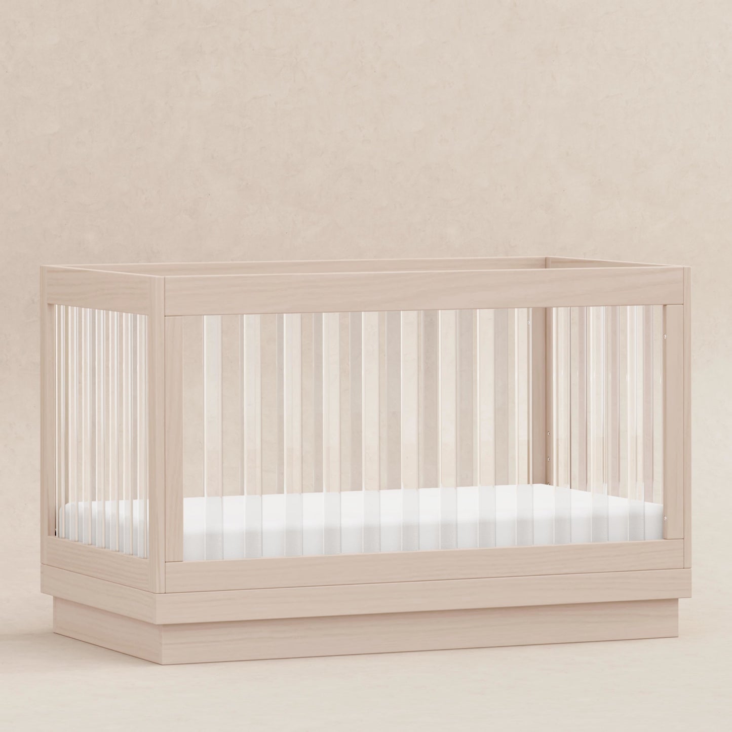 BABYLETTO HARLOW ACRYLIC 3-IN-1 CONVERTIBLE CRIB WITH TODDLER BED CONVERSION KIT