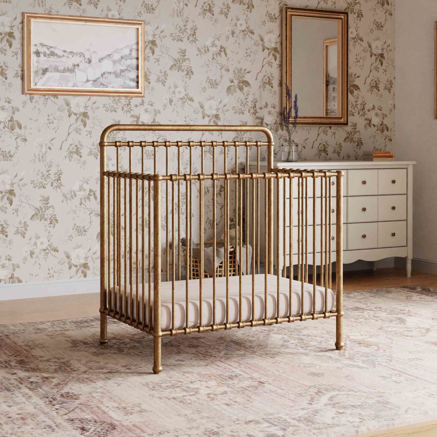 Winston 4-in-1 Convertible Mini Crib in Vintage Gold
