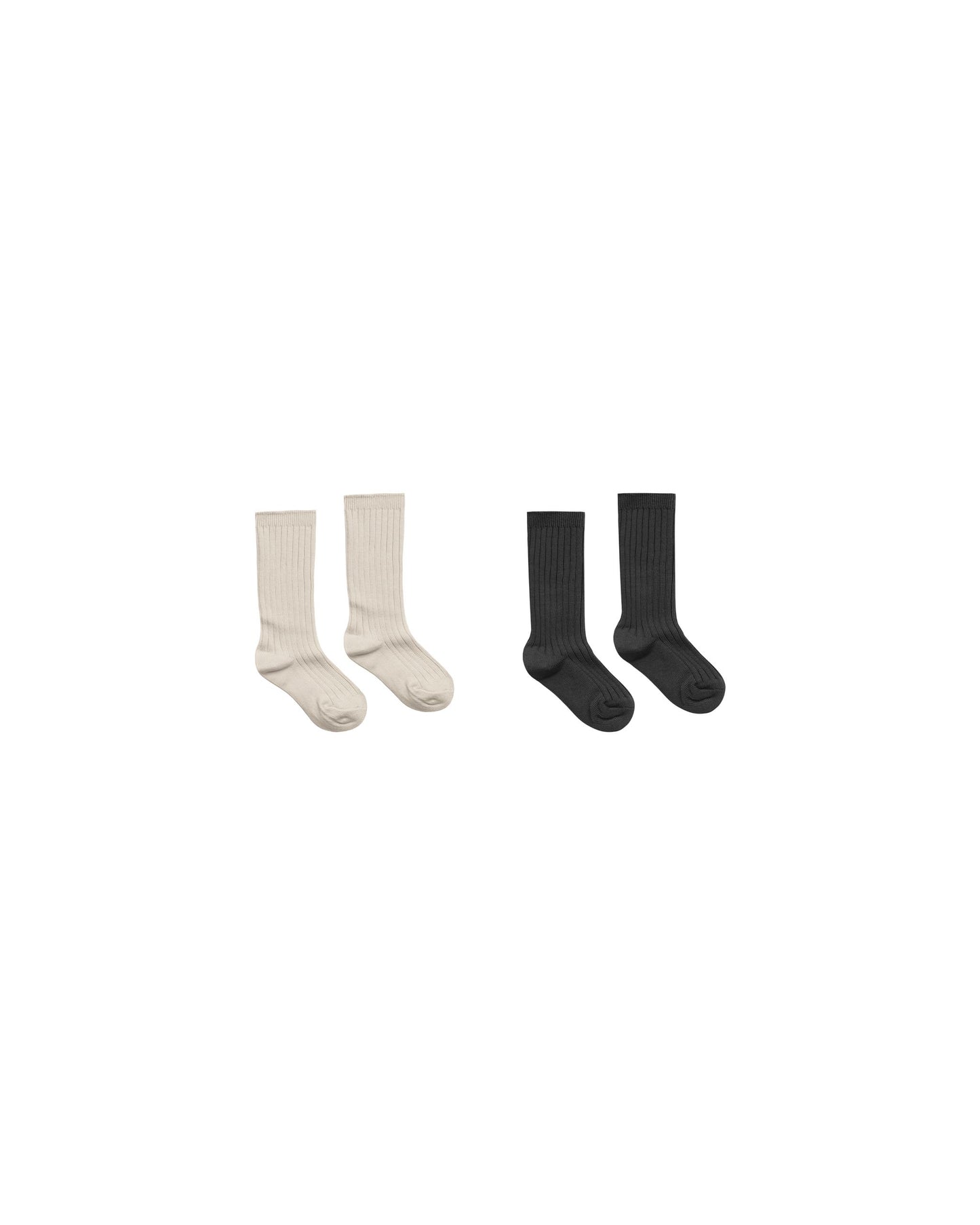 RYLEE AND CRU RIBBED SOCKS STONE, BLACK