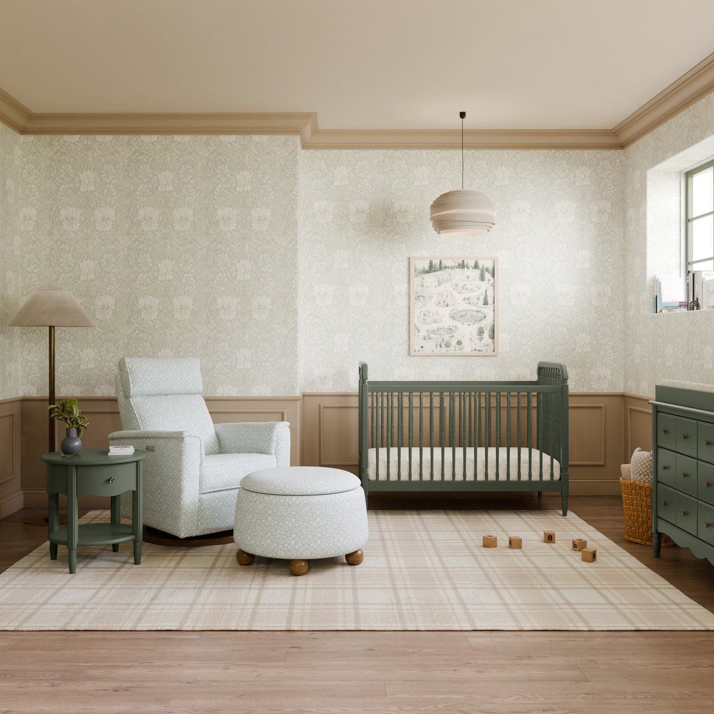 Liberty 3-in-1 Convertible Spindle Crib w/Toddler Bed Conversion Kit in Dusty Rose