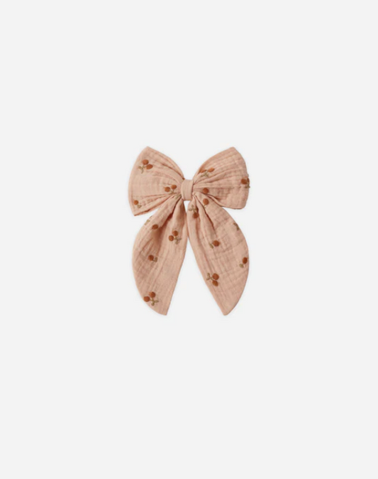 RYLEE + CRU OVERSIZED BOW - CHERRY EMBROIDERY