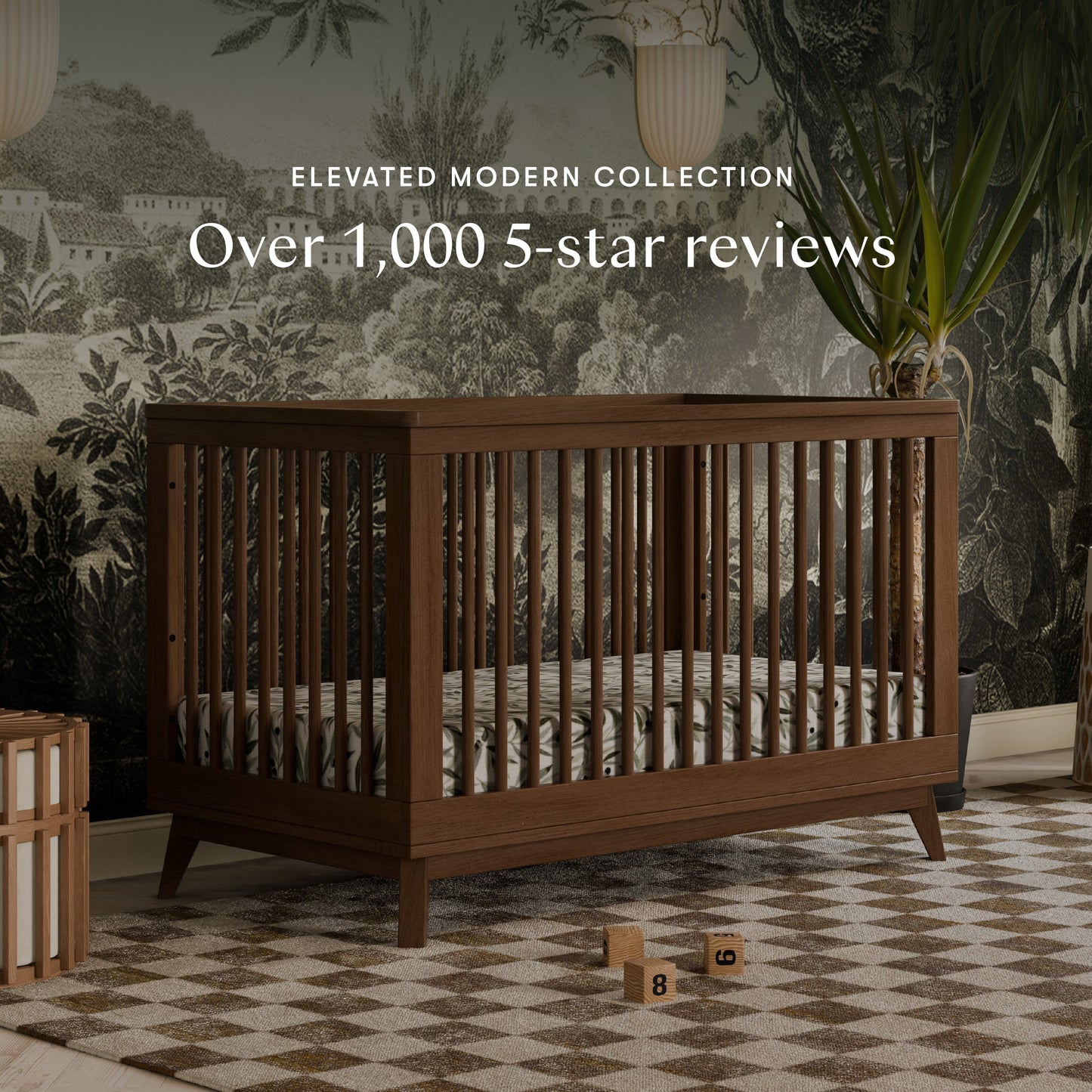 Scoot 3-in-1 Convertible Crib w/ToddlerBedConversion Kit in White/WashedNatural