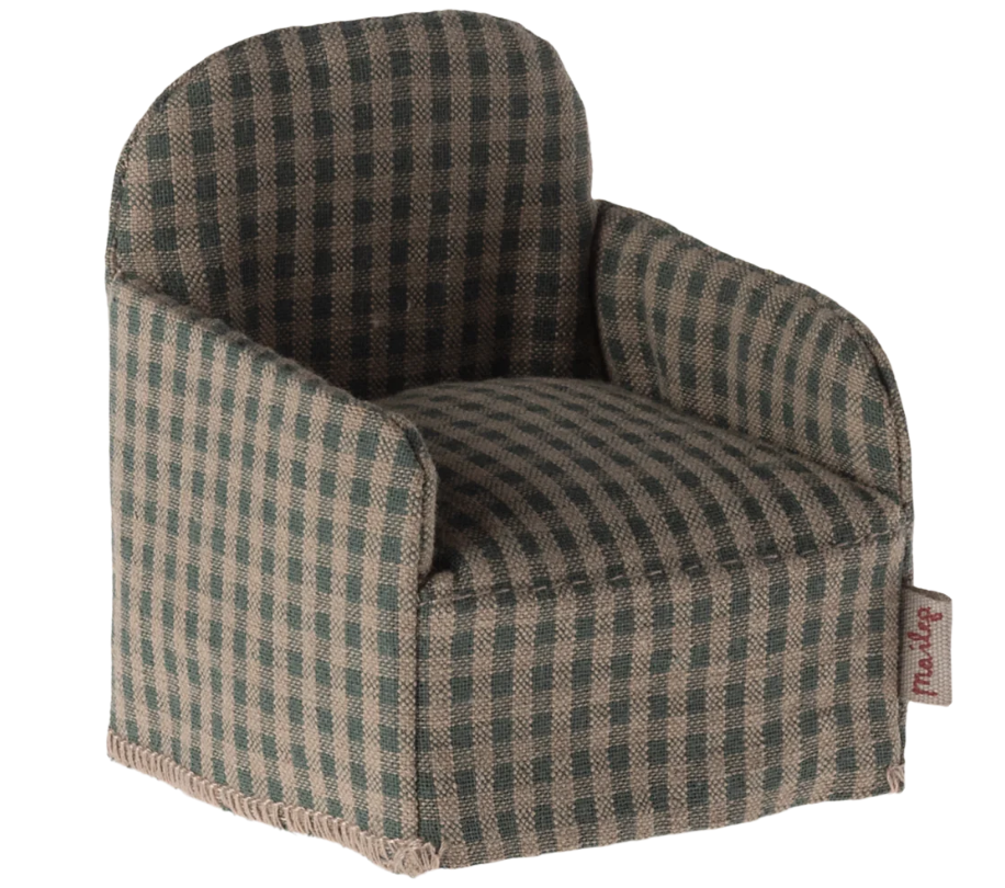 MAILEG CHAIR, MOUSE - GREEN CHECKER