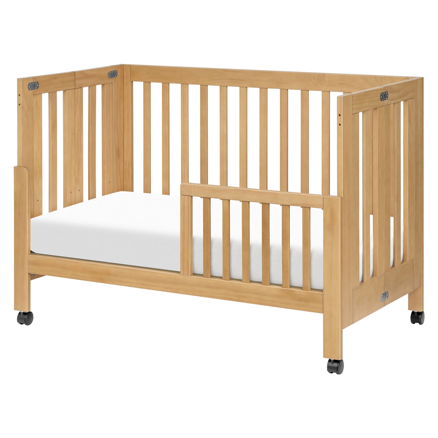 Maki Full-Size Folding Crib w/ Toddler Bed Conversion Kit in Honey