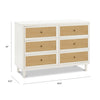 Marin with Cane 6 Drawer Assembled Dresser in Warm White and Honey Cane