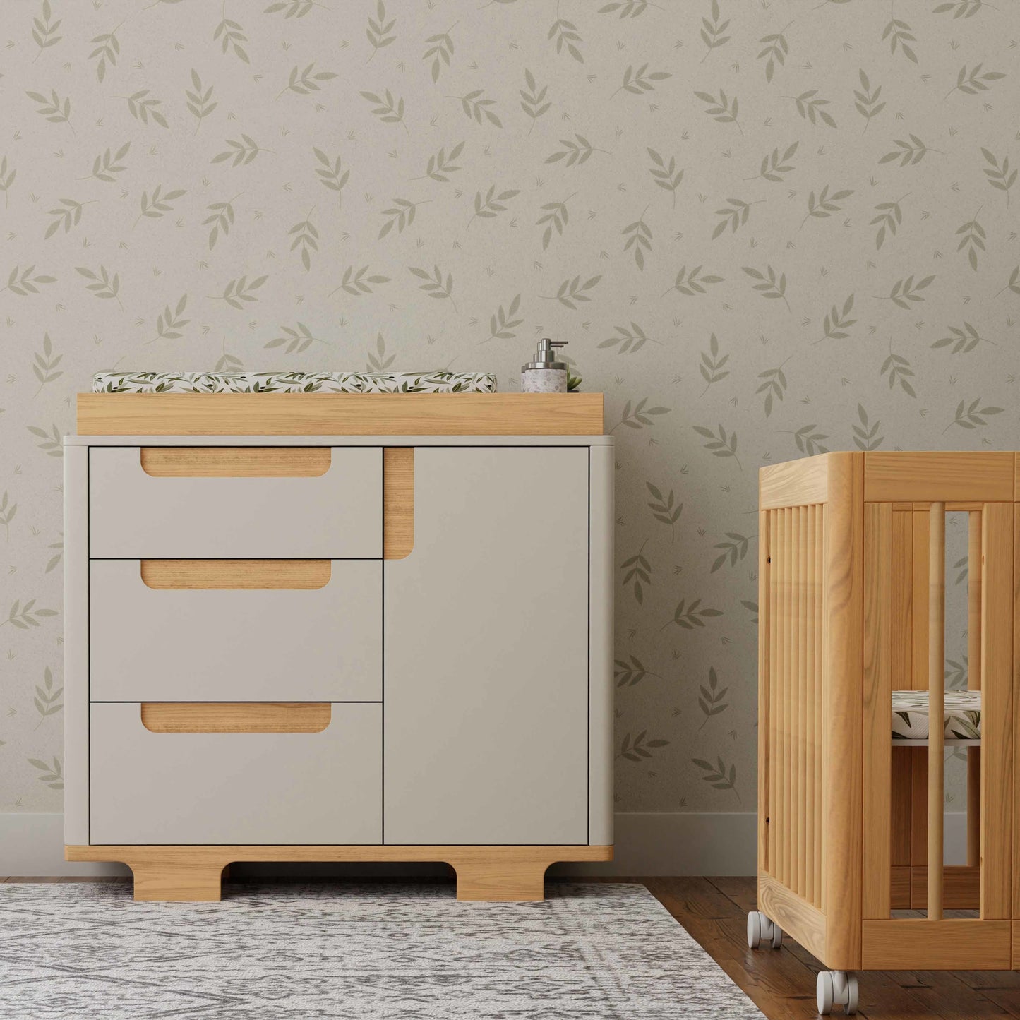 Yuzu 3-Drawer Changer Dresser in White/Natural