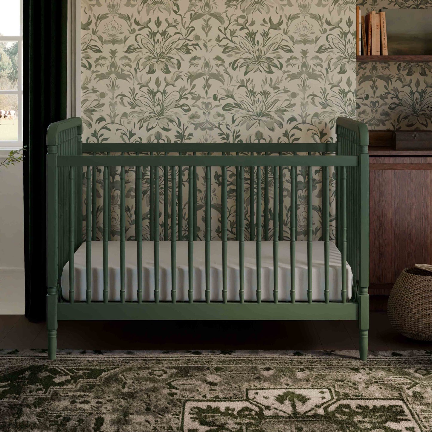 Liberty 3-in-1 Convertible Spindle Crib w/Toddler Bed Conversion Kit in Dusty Rose