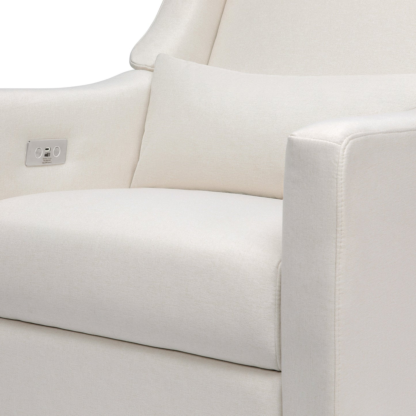 Kiwi Glider Recliner w/ Electronic Control and USB in Ivory Boucle w/Gold Base