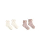 RYLEE + CRU LACE TRIM SOCKS, 2-PACK ROSEWOOD, NATURAL