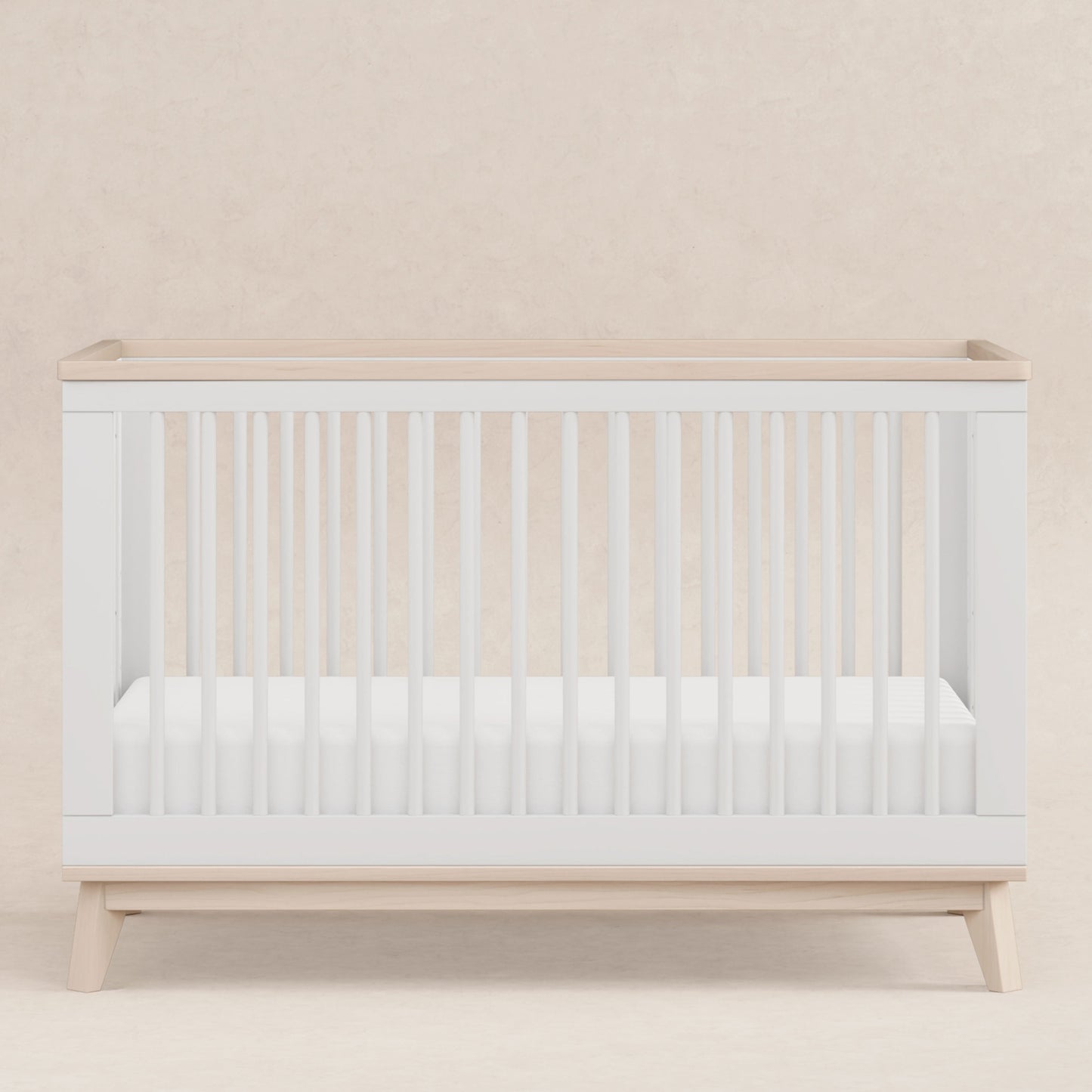 Scoot 3-in-1 Convertible Crib w/ToddlerBedConversion Kit in White/WashedNatural
