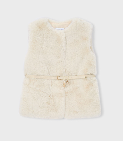 MAYORAL GIRL BELTED FAUX FUR VEST