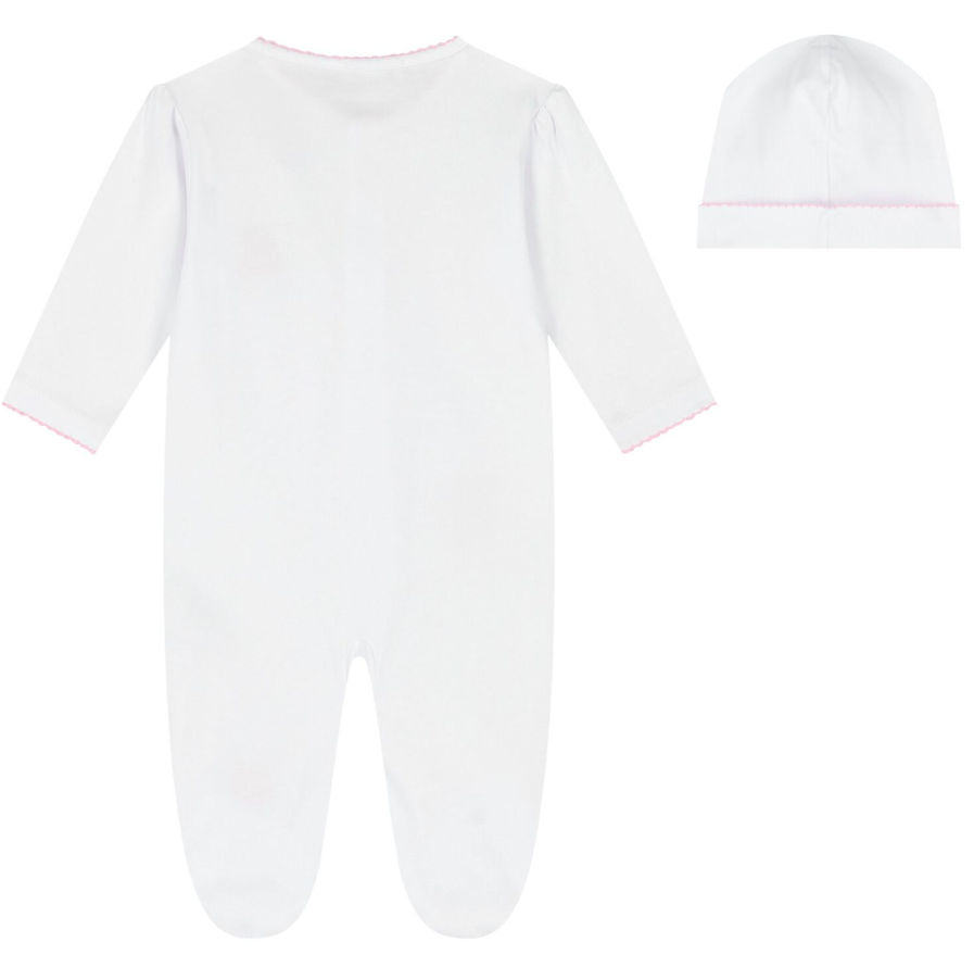 TEDDY BEARS FOOTIE W/ HAT SET PINK