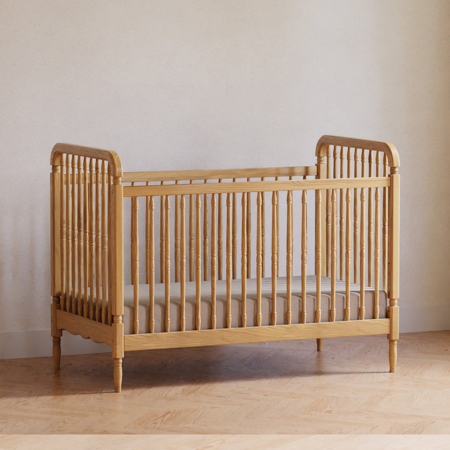 Liberty 3-in-1 Convertible Spindle Crib w/Toddler Bed Conversion Kit in Dusty Rose