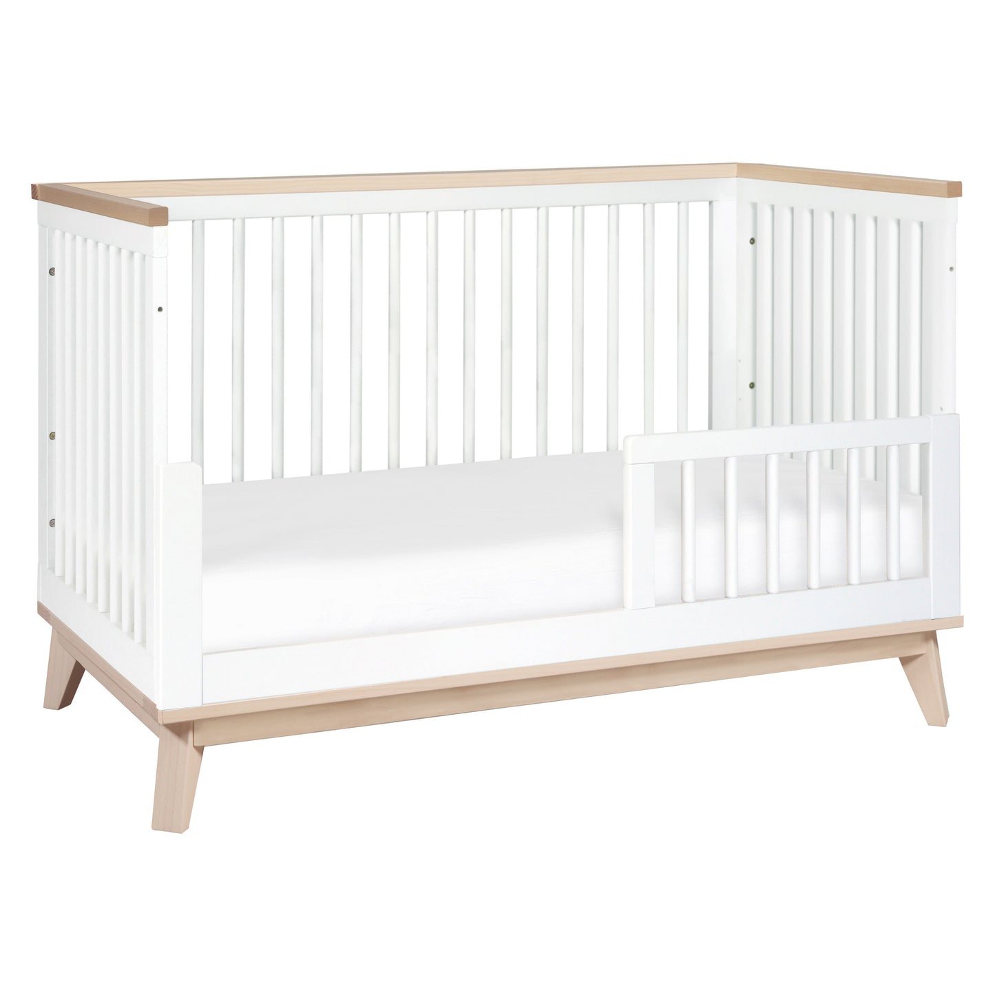 Scoot 3-in-1 Convertible Crib w/ToddlerBedConversion Kit in White/WashedNatural