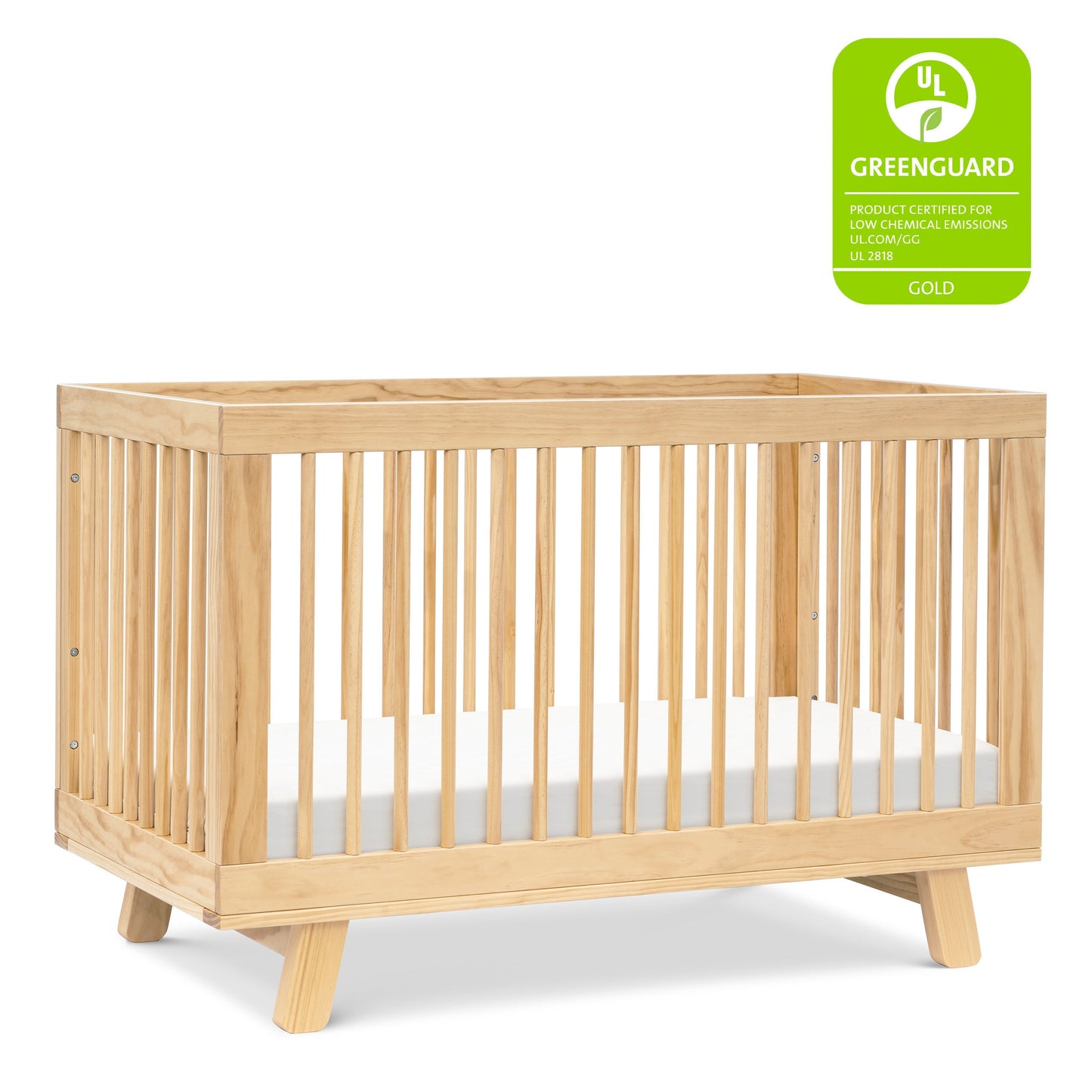 Hudson 3-in-1 Convertible Crib w/ToddlerBedConversionKit in White/Washed Natural