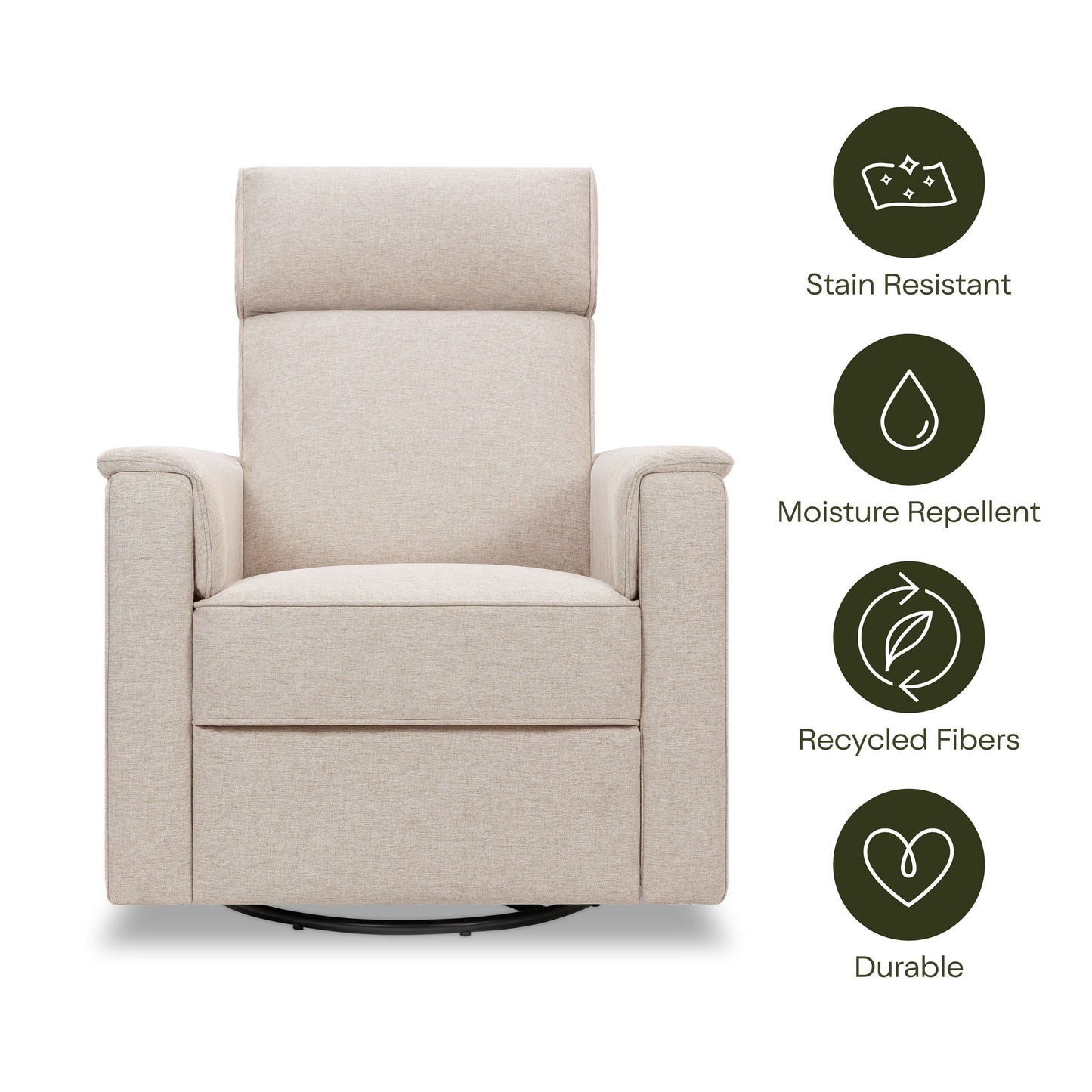 Willa Deluxe Power Glider Recliner w/Heat&Massage in Performance Beach Eco-Weave