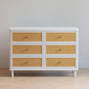 Marin with Cane 6 Drawer Assembled Dresser in Warm White and Honey Cane