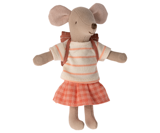 MAILEG TRICYCLE MOUSE, BIG SISTER- CORAL