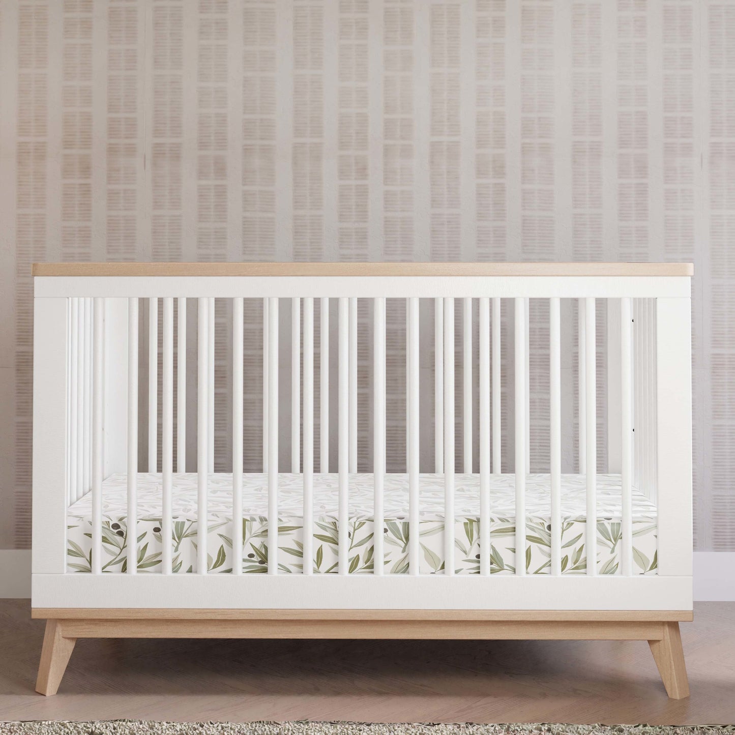 Scoot 3-in-1 Convertible Crib w/ToddlerBedConversion Kit in White/WashedNatural