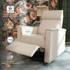 Willa Power Glider Recliner w/ adj. headrest & USB in Performance Grey Eco-Weave w/Light Wood Base