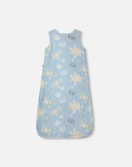 DEUX PAR DEUX MUSLIN SLEEP SACK - PRINTED TURTLES