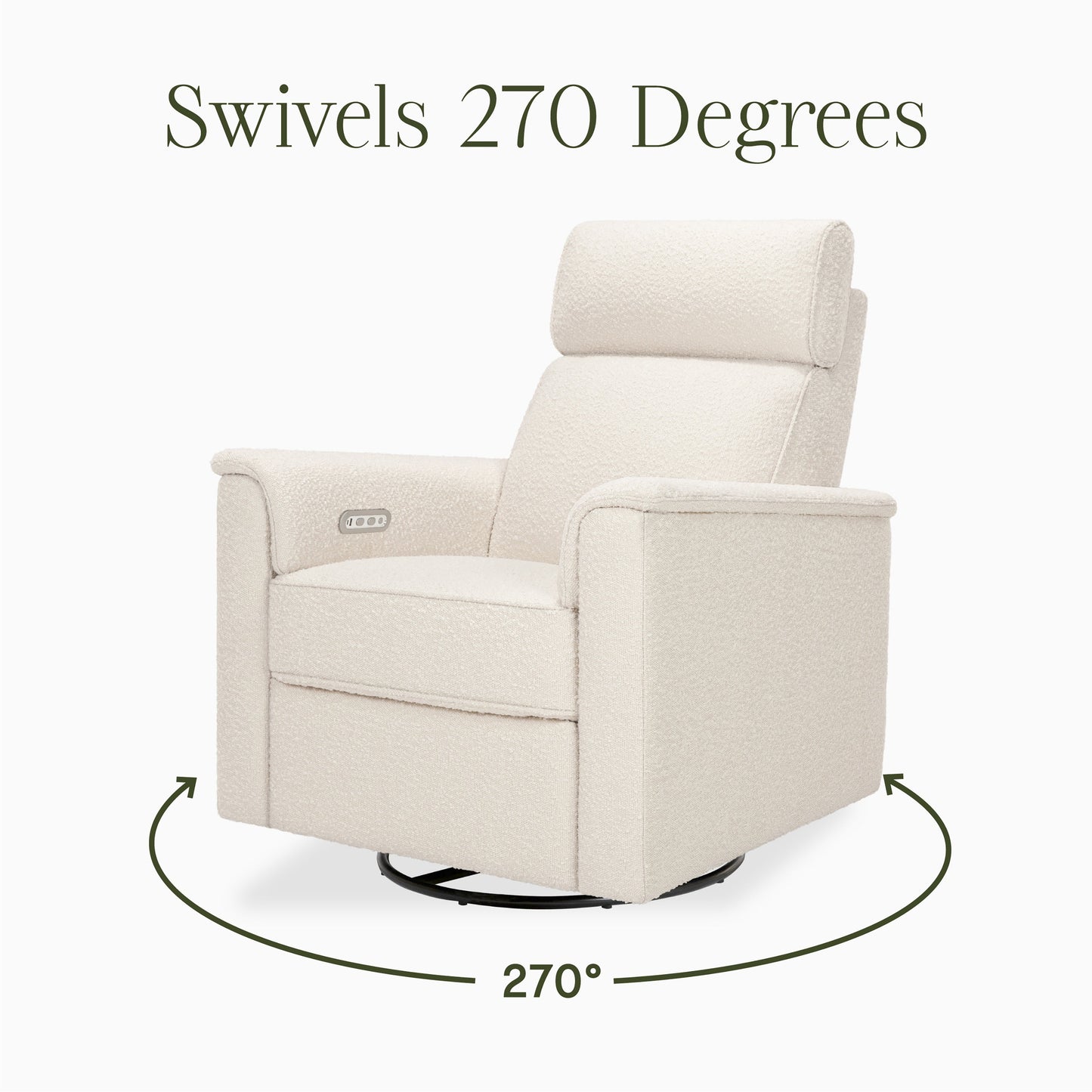 Willa Power Glider Recliner w/ adj. headrest & USB in Performance Grey Eco-Weave w/Light Wood Base