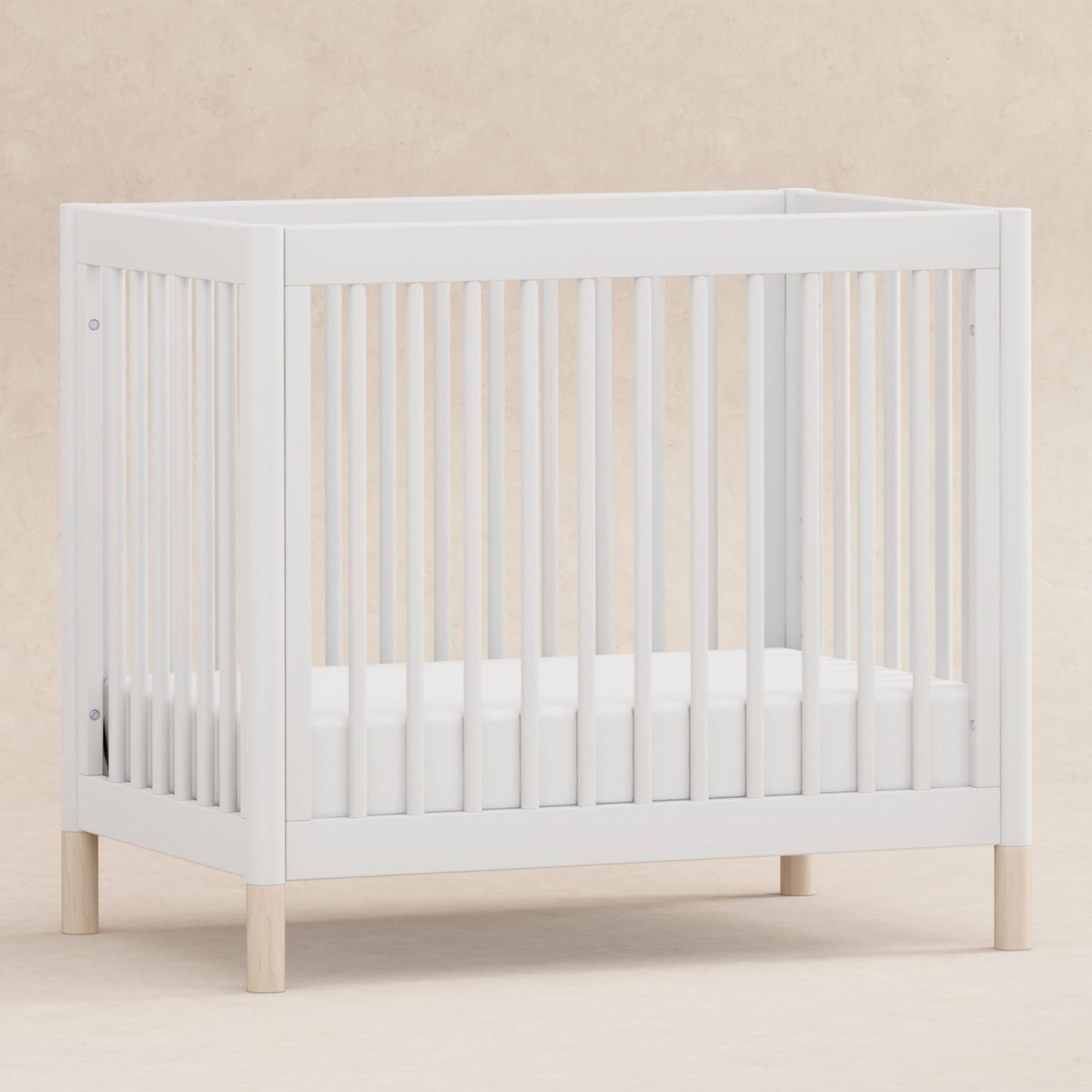 Gelato 4-in-1 Convertible Mini Crib and Twin bed in Natural Walnut Finish with Gold Feet