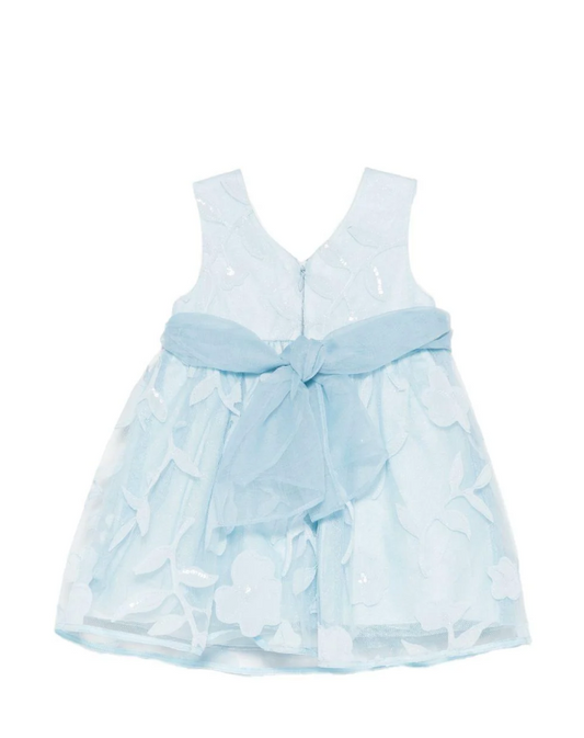 ABEL & LULA  BABY FLORAL DRESS- SKY BLUE