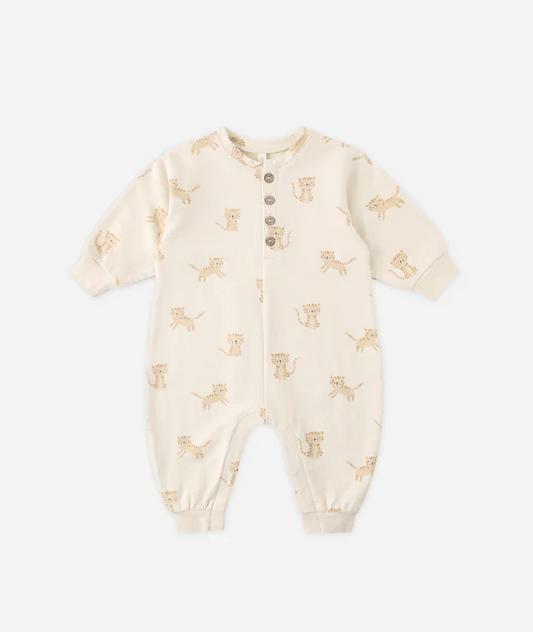 QUINCY MAE RELAXED FLEECE JUMPSUIT TIGERS