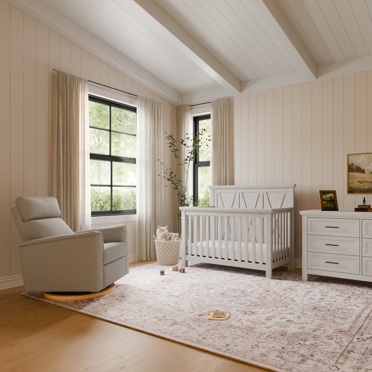 Willa Power Glider Recliner w/ adj. headrest & USB in Performance Grey Eco-Weave w/Light Wood Base