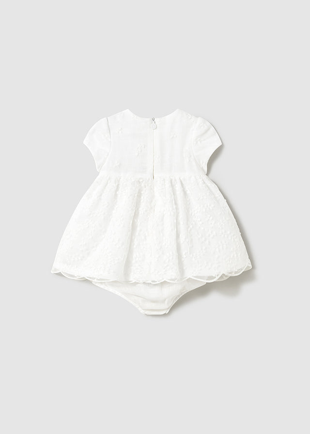MAYORAL EMBROIDERED TULLE DRESS WITH BLOOMERS WHITE