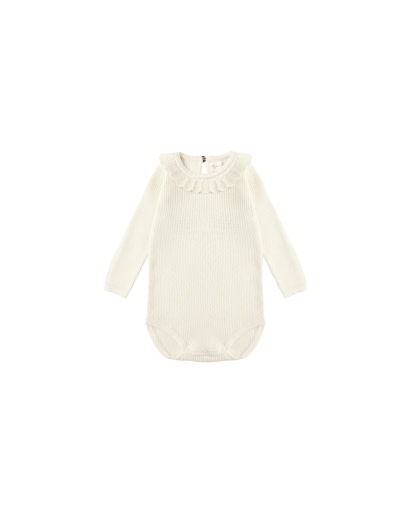 RYLEE & CRU RUFLE COLLAR BODYSUIT - NATURAL