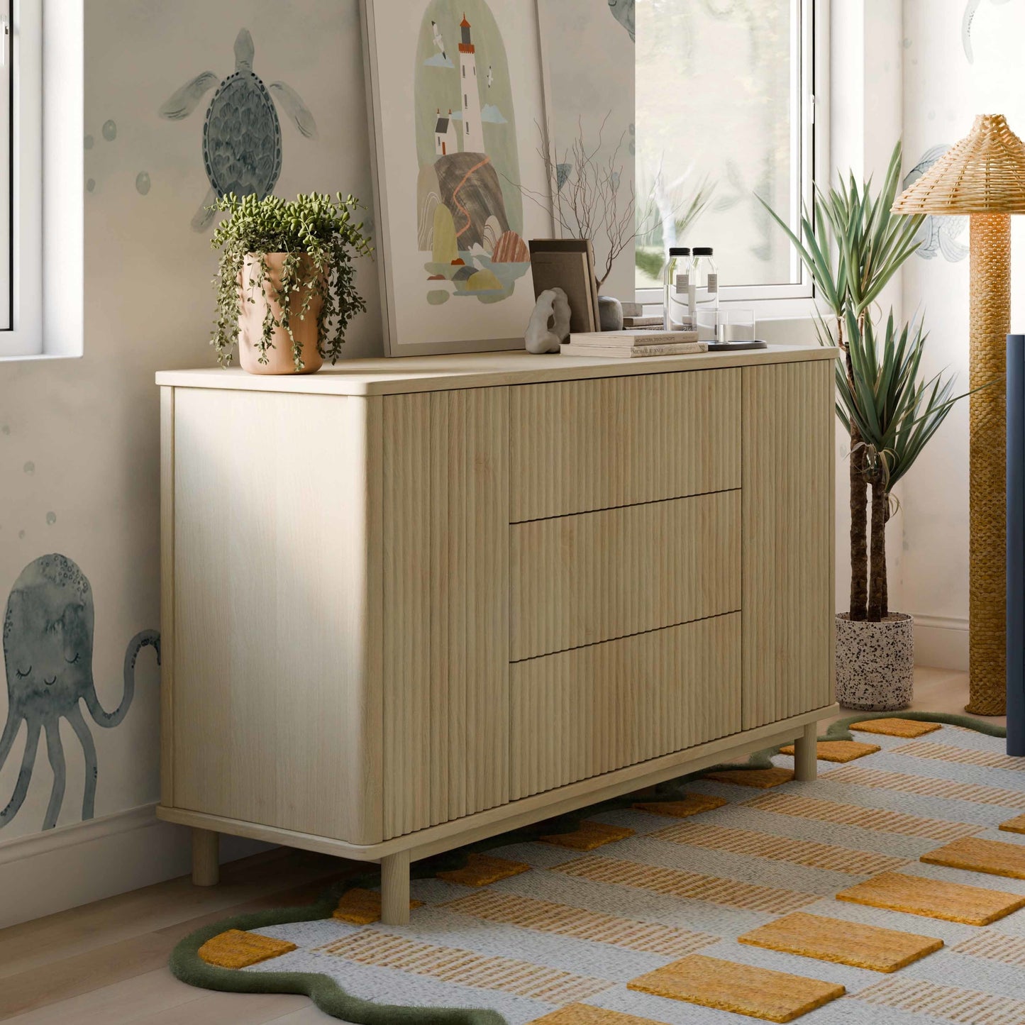 Pogo Tambour Assembled Dresser in Olive
