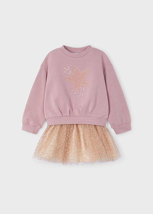 MAYORAL TULLE SKIRT AND SWEATSHIRT SET FOR GIRLS