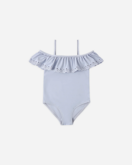 RYLEE + CRU OFF THE SHOULDER ONE-PIECE PERIWINKLE