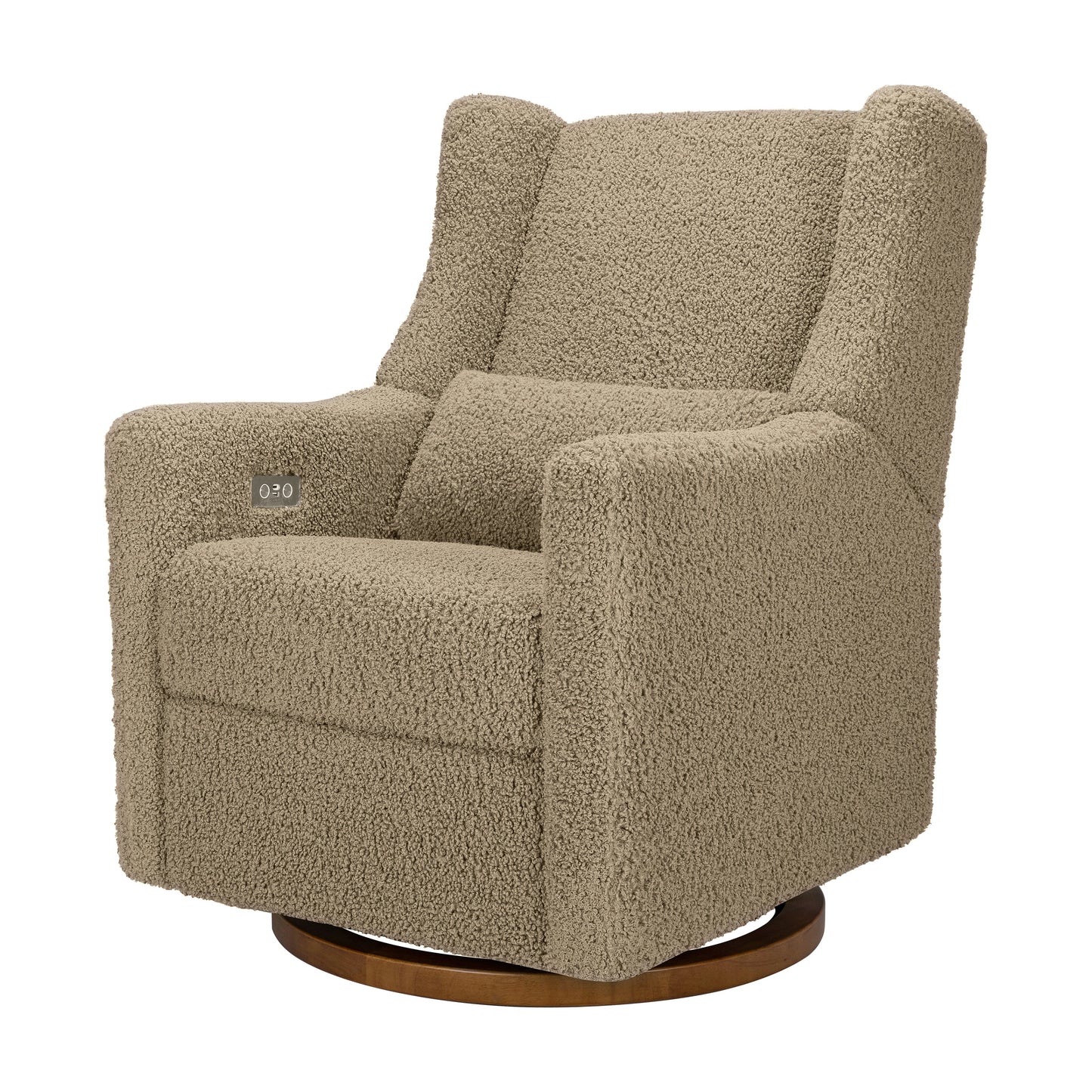 Kiwi Glider Recliner w/ Electronic Control and USB in Ivory Boucle w/Gold Base