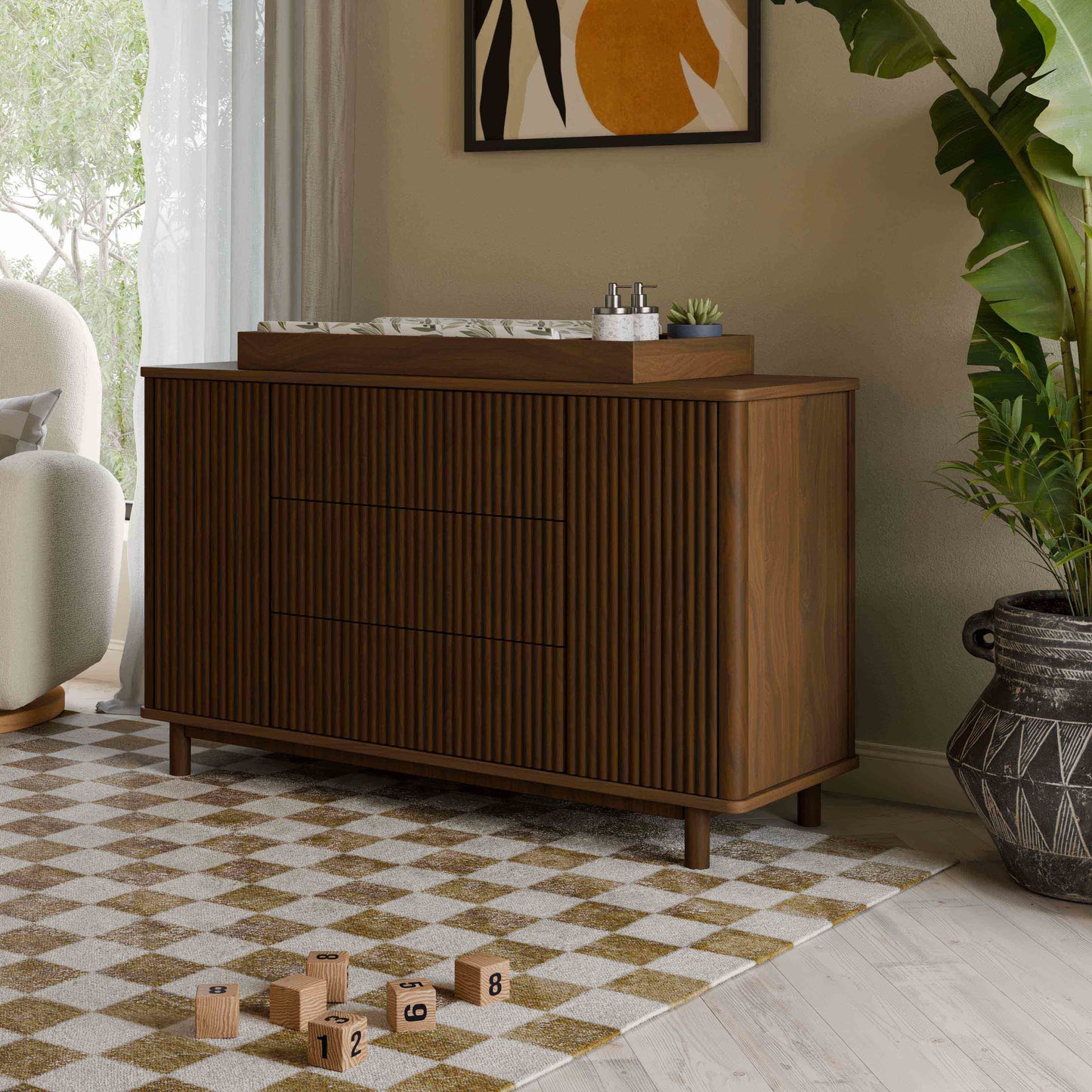 Pogo Tambour Assembled Dresser in Olive