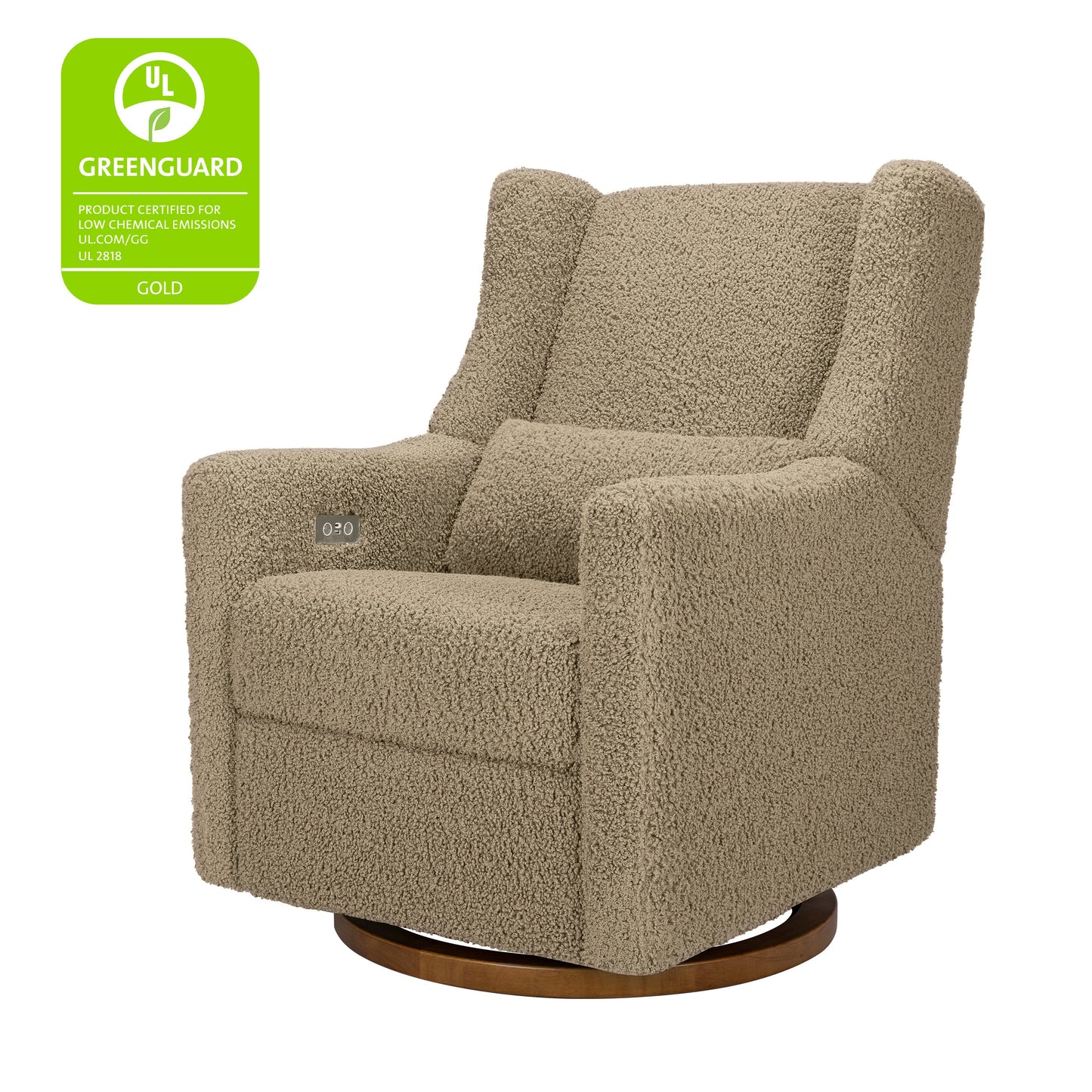 Kiwi Glider Recliner w/ Electronic Control and USB in Ivory Boucle w/Gold Base