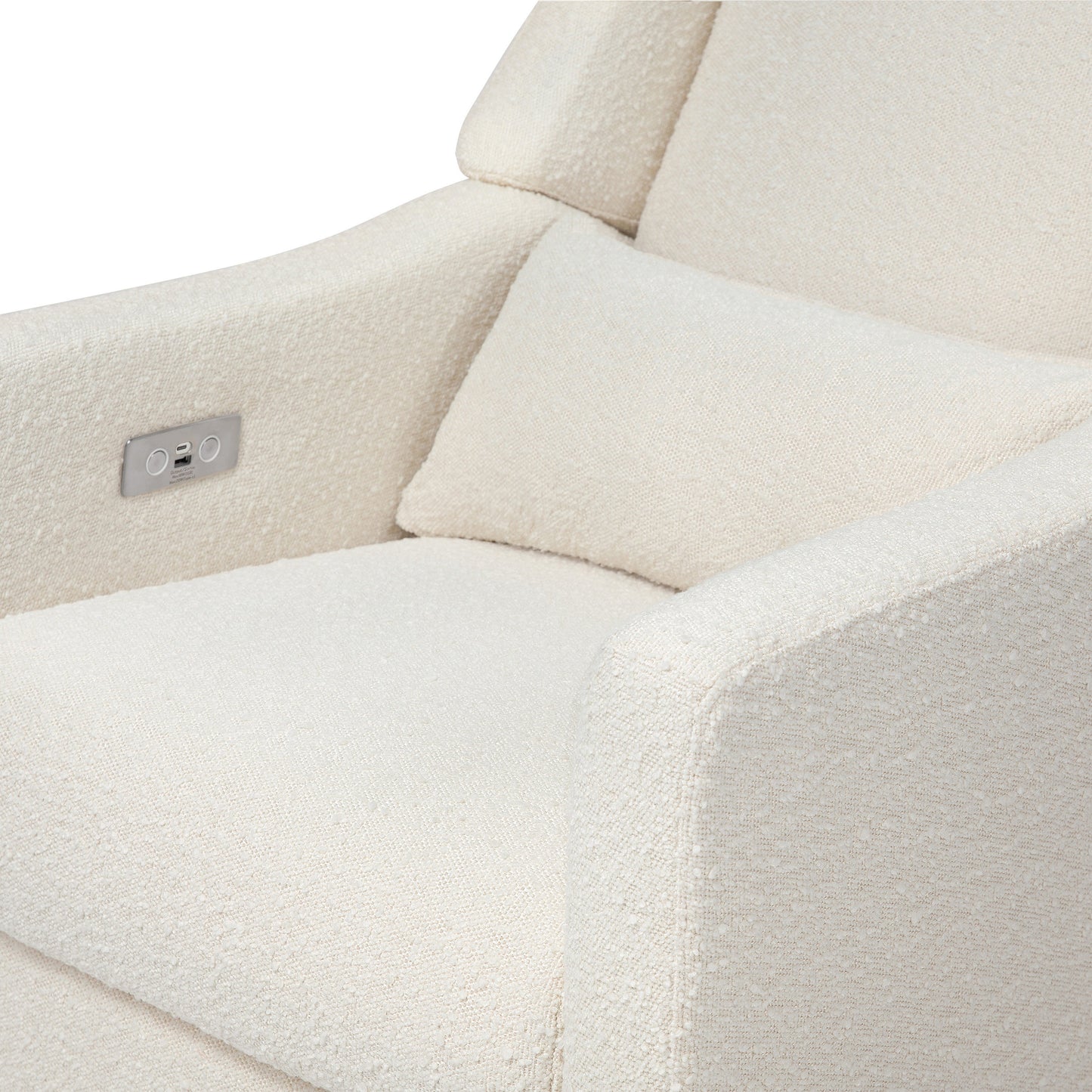 Kiwi Glider Recliner w/ Electronic Control and USB in Ivory Boucle w/Gold Base