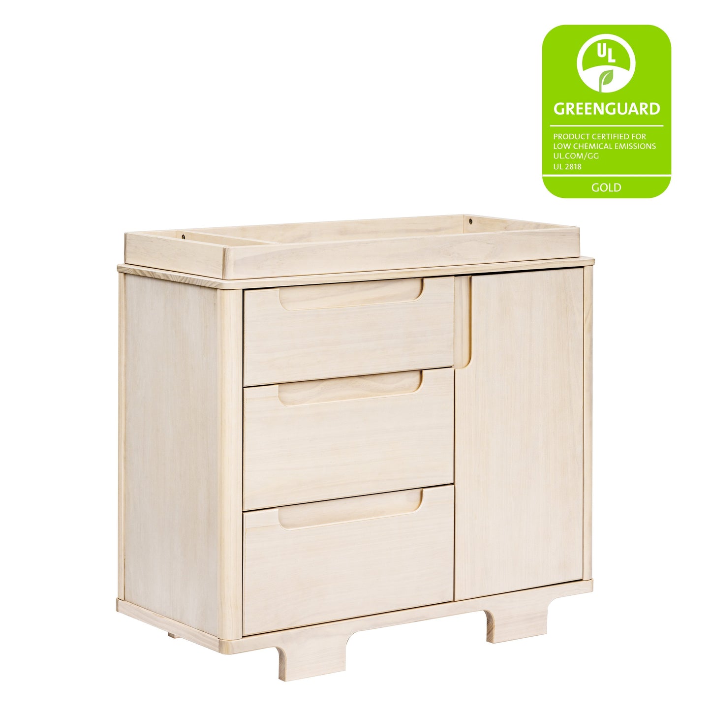 Yuzu 3-Drawer Changer Dresser in White/Natural