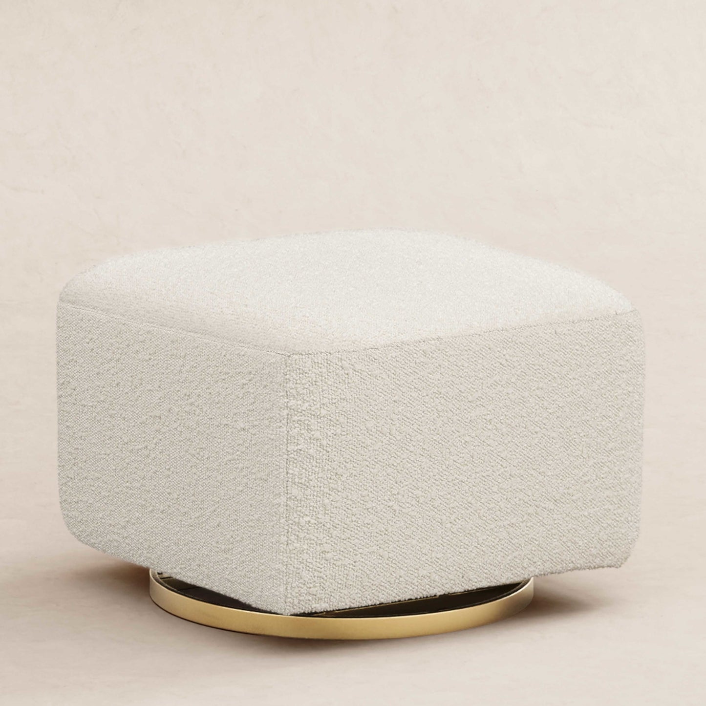 Kiwi Gliding Ottoman in Ivory Boucle w/ Gold Base